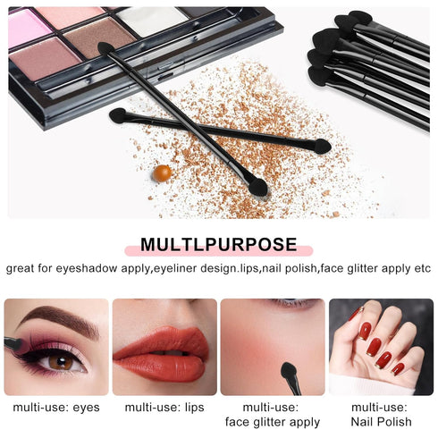 30 PCS Professional Disposable Dual Side Sponge Eyeshadow Brushes, Double Head Applicator Cosmetic Tools