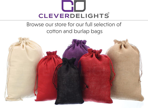 CleverDelights 8" x 12" Burlap Bags - 5 Pack, Jute Drawstring Sacks