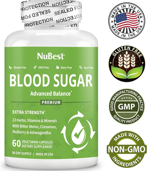 NuBest Blood Sugar - Advanced Formula with Bitter Melon, Ashwagandha, and More - Pack 1