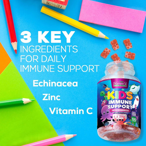 Immune Gummies Gummy Immune 4 120 Gummies Kids Support Supplement - Daily Childrens Vitamins C, Zinc & Echinacea