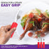3 Piece Super Easy Grip Flatware Set - Red Fork, Knife, and Spoon, Bendable Built Up