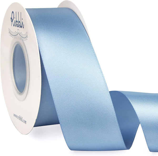 Ribbli Dusty Blue Satin Ribbon,Double Faced Satin 1-1/2 inch x Continuous 25 Yards,Use for Bows Bouquet,Gift Wrapping,Wedding Decoration,Floral Arrangement by Ribbli