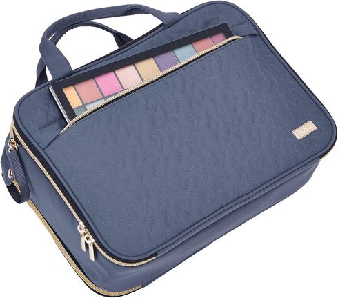 NISHEL Travel Makeup Bag, Portable Stand Up Cosmetic Organizer, Travel Case for Toiletries, Aegean-Blue