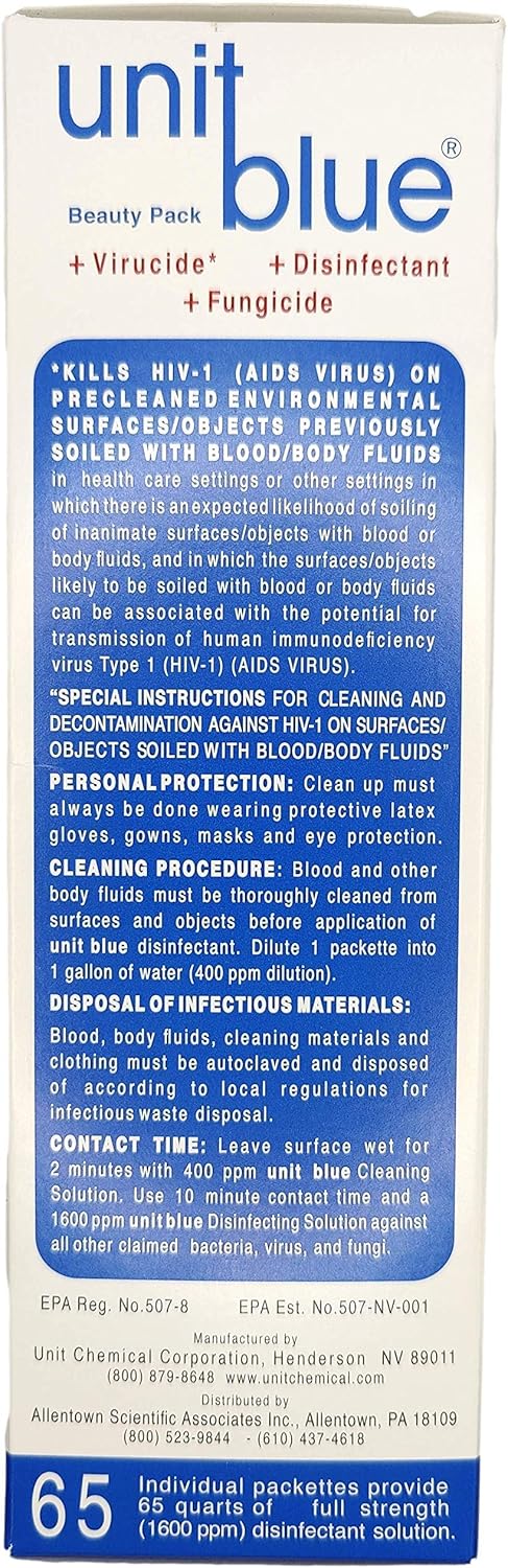 Unit Blue Barber Disinfectant Concentrate, Virucide, Fungicide, Anti-Rust Formula for Professional Barber Supplies