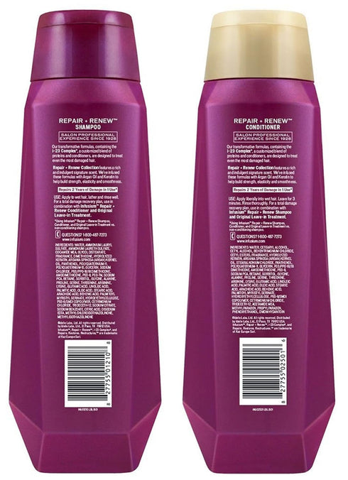Infusium Professional Treatments Haircare - Repair & Renew With Argan Oil & Keratin - Shampoo & Conditioner Set - Net Wt. 13.5 FL OZ (400 mL) Per Bottle - One Set
