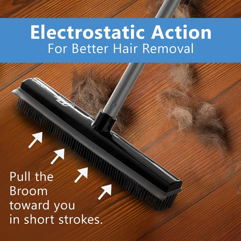 Fuller Brush Rubber Broom Head for Carpets, Floors, Stairs, Upholstery - Electrostatic Action Removes Pet Hair and Dirt