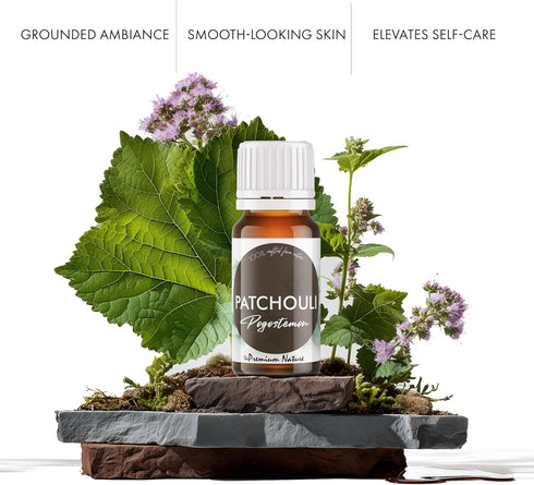 THE PREMIUM NATURE 100% 0.34 oz Organic Patchouli Essential Oil | Pure & Natural Pogostemon cablin Leaf Oil with Deep