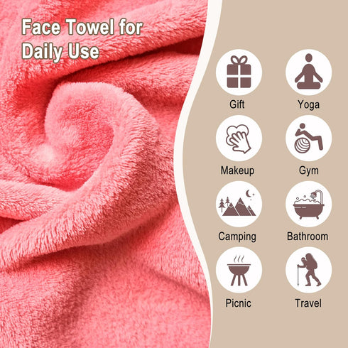 KODAMO Makeup Remover Cloth - Reusable Pads with Travel Bag, 12 Pack, Pink