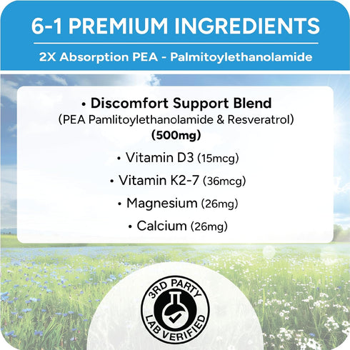 PEAORA PEA-500 - Bladder & Pelvic Discomfort Support for Women & Men - High-Absorption Palmitoylethanolamide, USA Made