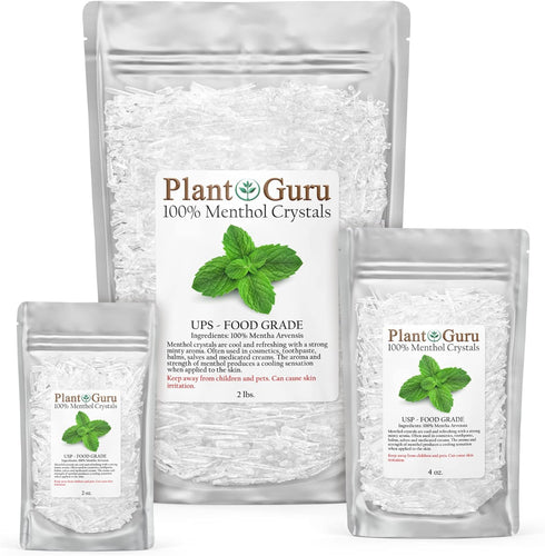 Menthol Crystals 4 oz, 100% Pure Natural USP Food Grade for Cosmetics, Salves, Balms, Creams & Soap Making