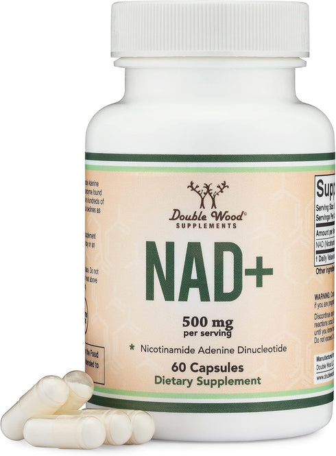 NAD Supplement - 500mg of 95% Pure NAD+ Per Serving, 30 Day Supply - Vegan Safe, Non-GMO by Double Wood