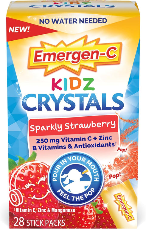 Emergen-C Kidz Crystals, 28 Stick Packs - On-The-Go Immune Support Supplement with Vitamin C, B Vitamins, Zinc and