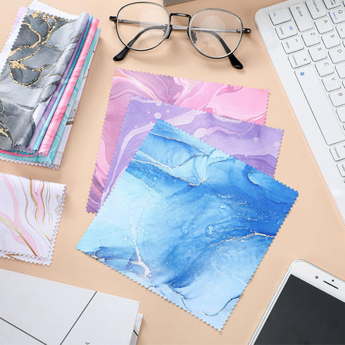 Sinmoe 20 Pcs Microfiber Cleaning Cloth, Cute Marble Design Soft Gifts, Multicolor Glasses Cleaner Cloth for