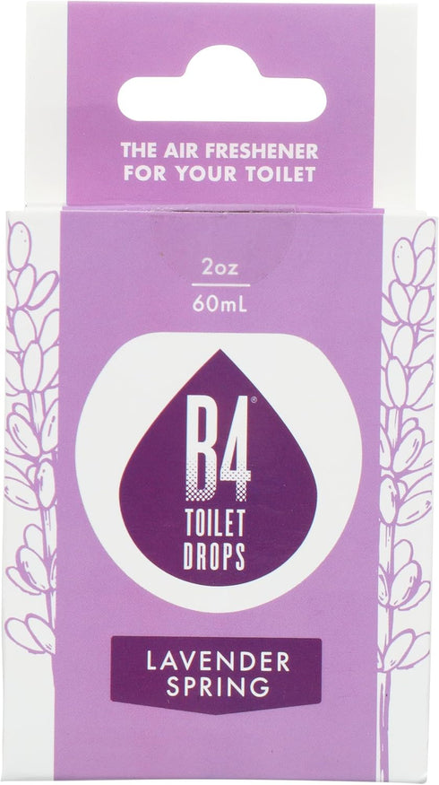 B4 Toilet Drops, 2 Ounce Bottle for Toilet and Bathroom Deodorizer (Lavender Spring)