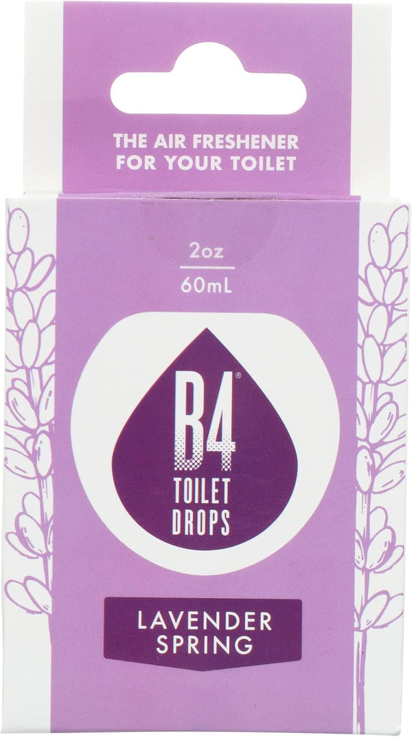 B4 Toilet Drops, 2 Ounce Bottle for Toilet and Bathroom Deodorizer (Lavender Spring)