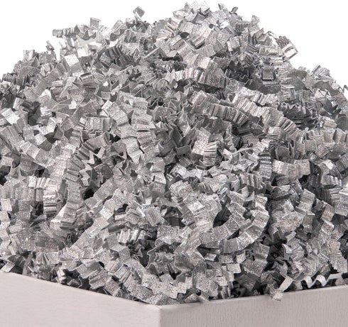 PAPER FAIR 1 LB Metallic Silver Glitter Easter Grass Crinkle Cut Paper for Gift Basket and Craft Bedding