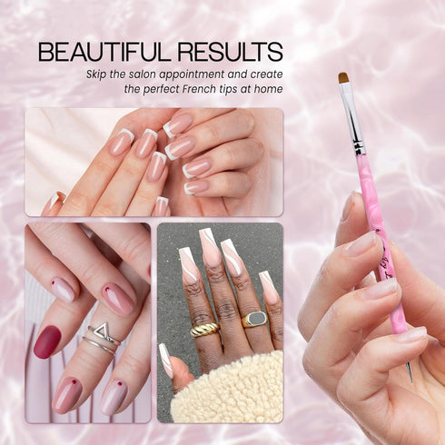 Ivy L Premium 2 Way French Gel Acrylic Nail Art Kolinsky Brush with Dotting Tool, Size #6, Pink Marble