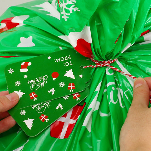 CCINEE Giant Green Christmas Sacks for Jumbo Gift Package (36"x44") with Tag Card and Wrapping Tie