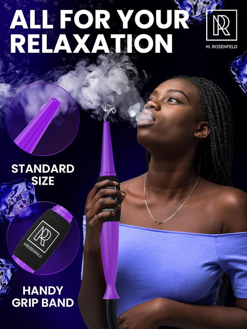 Premium Ice Pipe Hookah Hose - Purple Ice Hookah Set with 2 Reinforced Cooling Packs & Soft Grip - Hookah Mouthpiece