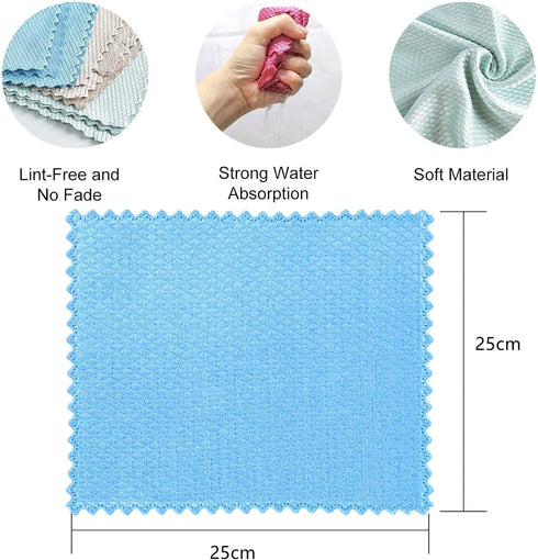 MAKABAKA 10pcs Color)(30X40cm) RPJFCPCS Weiliya Cleaning Fish Scale Cloth Microfiber Nanoscale Cleaning Lint FreeEasy