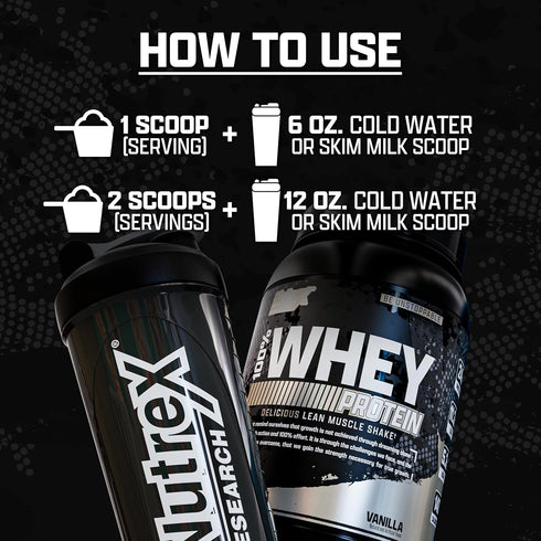 Nutrex Research Vanilla Whey Protein Powder - 2 Pound | 100% Whey Protein Supplement with 25g Protein for Muscle