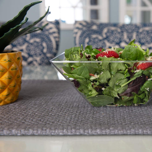 PLASTICPRO Extra Heavy Duty Clear Medium Disposable Square Serving Bowls, Elegant Pack of 4 for Party Snack or Salad