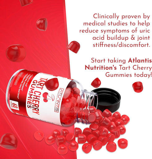 Tart Cherry Gummies with Celery Seed Extract - Advanced Uric Acid Cleanse for Gout Relief, 60 Gummies
