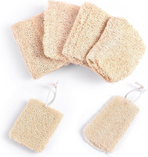 KADS Natural Loofah Sponge, 4 Pcs Unbleached Luffa in Bulk, Eco-Friendly Exfoliating Bath Scrubber for Adults