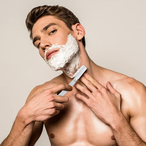 Utopia Care Professional Straight Razor for Men, Silver, with 100 Pack Blades