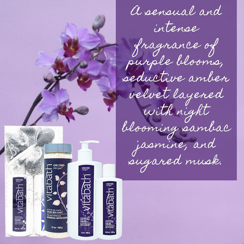 Vitabath Orchid Intrigue Moisturizing Bath & Shower Gel - Hydrating Skin-Softening Body Cleanser, 10.5 oz
