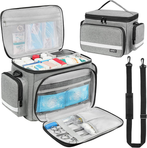 LEFORZ Small Medical Bag,First Aid Bag Empty,Home Health Nurse Bag with Detachable Divider,Medical