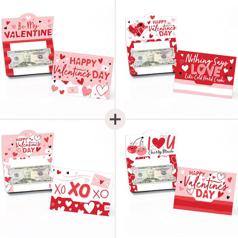 Set 8 Big Dot of Happiness Assorted Happy Valentines Day - Valentine Hearts Party Money and Gift Card Holders