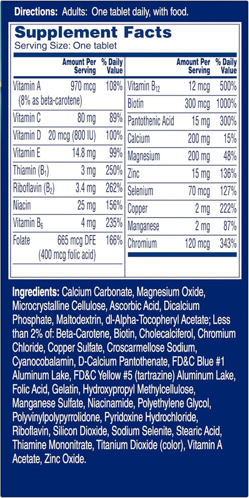 Immune 50 Count One A Day Mens Pro Edge Multivitamin, Supplement with Vitamin A,C,D, E and Zinc for Health Support