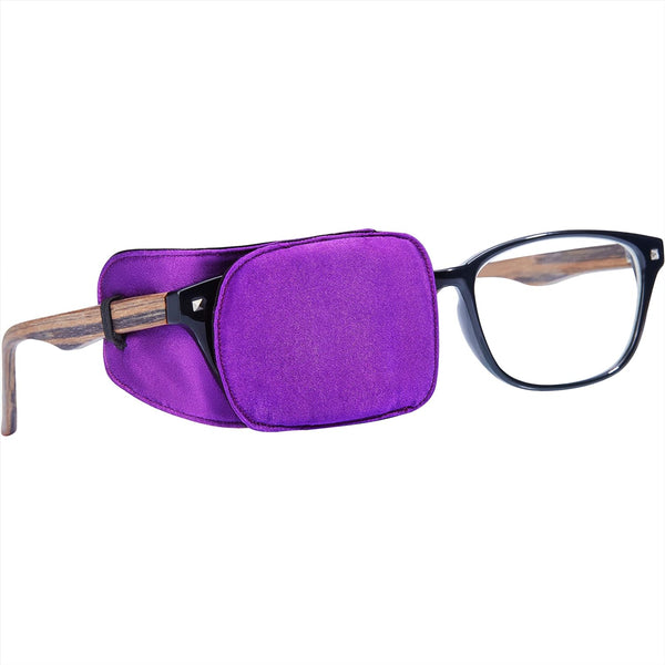 Silk Eye Patch for Adults Kids, Glasses to Cover Either Eye (Medium, Violet)