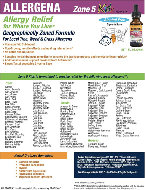 Progena - Allergena Zone 5 for Kids, 1 FL Ounce