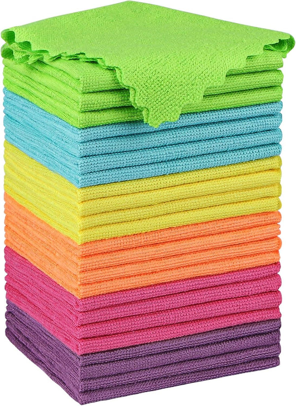 Orighty Microfiber Cleaning Cloths, Pack of 24, Highly Absorbent, Lint Free, 12x12 inch for House, Kitchen, Car
