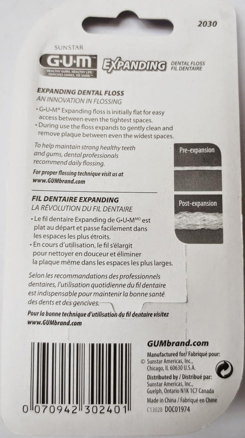GUM Expanding Dental Floss 2030, 43.3 Yd (Pack of 2)