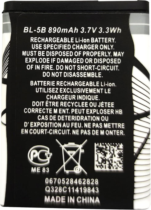 BL-5B Battery 3.7v Rechargeable Battery Compatible with Household Radio with Current Protection
