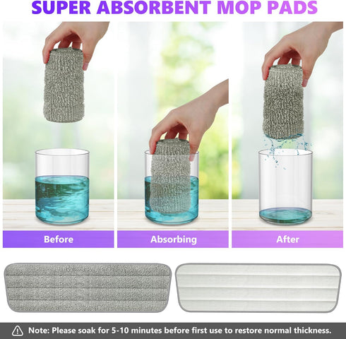 6 Pack Reusable Mop Pads Compatible with Swiffer PowerMop, Power Mop Refills, Microfiber Mop Pads for Hardwood Floor