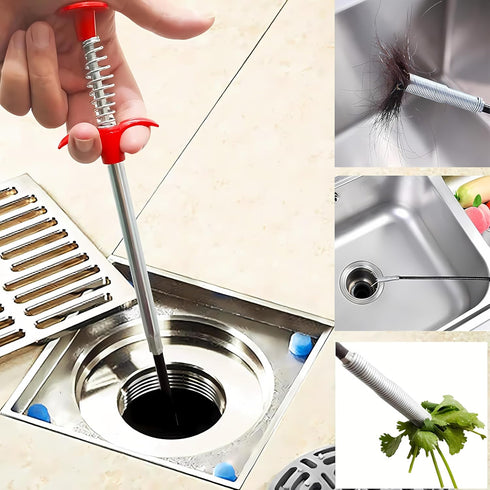 Drain Snake, Clog Remover - Gutter Cleaning Tools for Toilet, Shower, Kitchen, Bathroom, Flexible Grabber Claw Pick Up