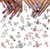 30 Pcs Nail Charms Pink Y2k Chrome Rhinestone Charms, 3D Cross Snake Saturn Shape with Planet Nail Gems