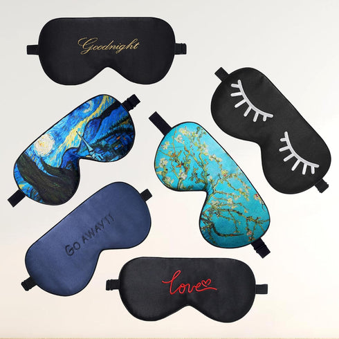 ZIMASILK 100% Natural Silk Sleep Mask, Adjustable Super-Smooth Soft Eye Mask for Sleep with Bag (Eyelashes)