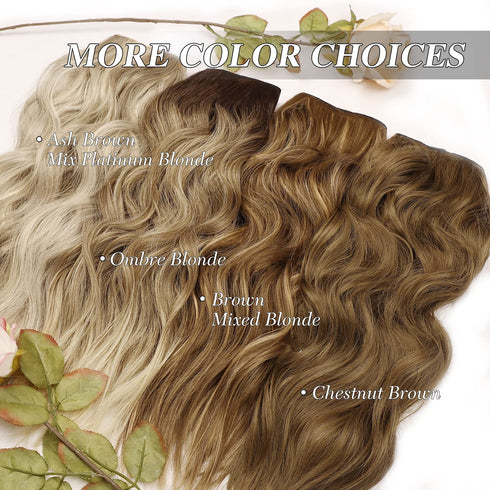 MORICA Invisible Wire Hair Extensions - 20 Inch Halo Long Wavy Synthetic Hairpiece for Women (Ash Blonde Mixed Light