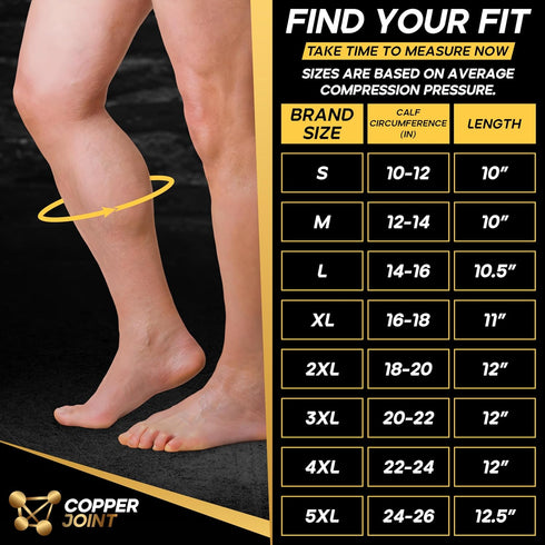 Calf Compression Sleeve - Leg Compression Sleeves for Shin Splints & Varicose Veins, 20-30mmHg - XL for Women & Men