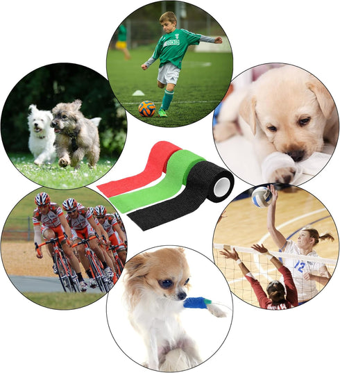 Twavang 6 Pack 2 Inches Ankle(5 Self Adhesive Bandage Wrap Breathable Cohesive Bandage Elastic Tape for Pets, Athletic