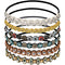 Teenitor 6pcs Rhinestone Beaded Headband, Multicolor Elastic Jewelry Hair Bands for Women & Girls