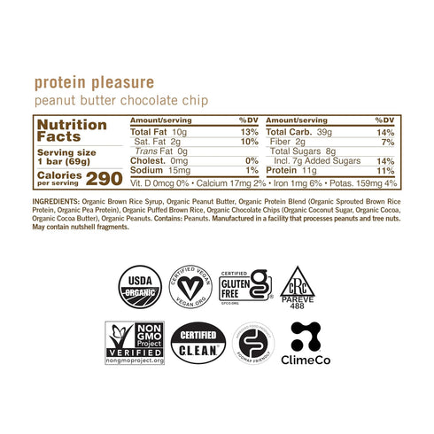 GoMacro MacroBar Organic Vegan Protein Bars - Peanut Butter Chocolate Chip, 2.4 Ounce Bars, 12 Count