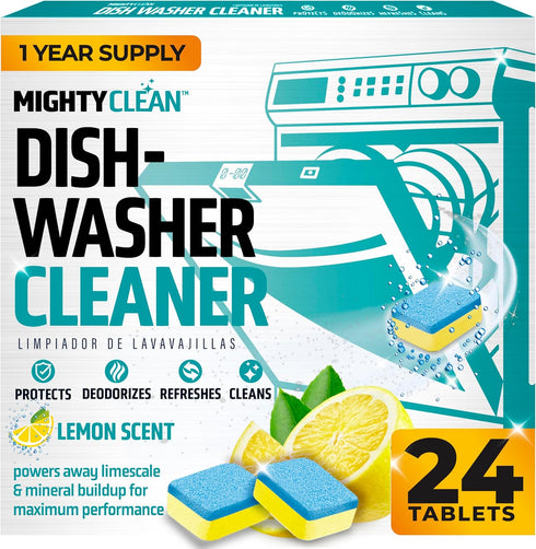 Dishwasher Cleaner and Deodorizer 24 Pack - 1 Year Supply of Deep Clean Tablets for Dishwasher