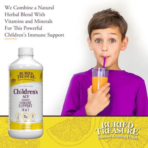 Buried Treasure Childrens ACF Advanced Immune Support - Cherry Flavor, 16oz Liquid Herbal Immunity Formula