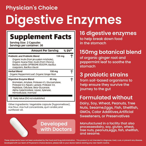 LOUDSAY 60 Digestive Enzymes - Multi Enzymes, Organic Prebiotics & Probiotics for Digestive Health & Gut Health - Meal